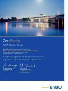 Wüteria Mineralwasser Mineralwasser EnBw Zertifikat Naturstrom