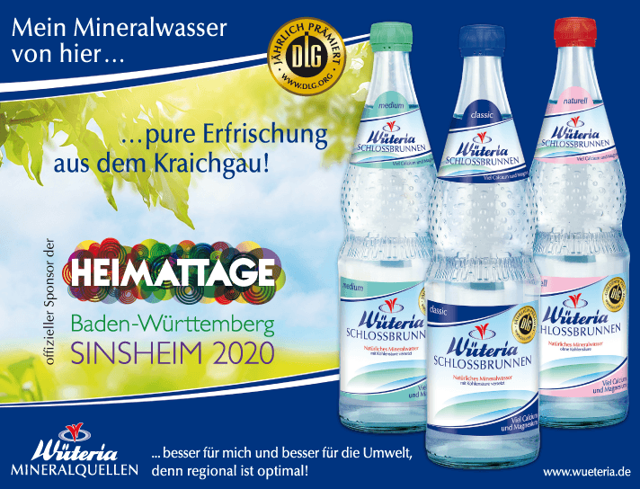 Wüteria Mineralquellen Gemmingen - Sponsor der Heimattage Sinsheim 2020